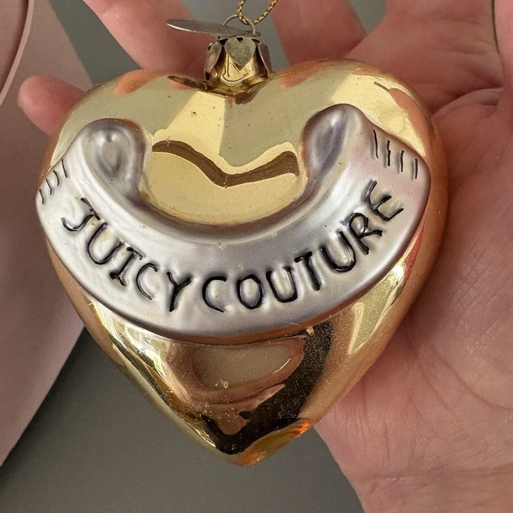 Y2K Juicy Couture 6 Piece Christmas Ornaments in Box Scottie Crown Berry Heart